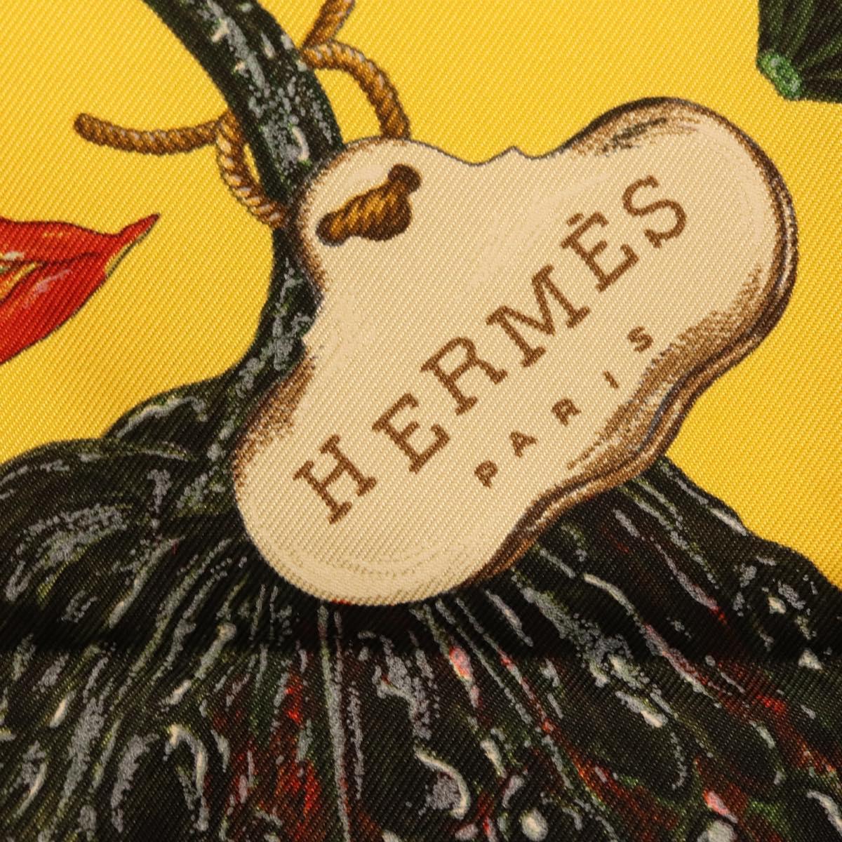 HERMES Carre 90 Scarf Silk Yellow Auth 206163M