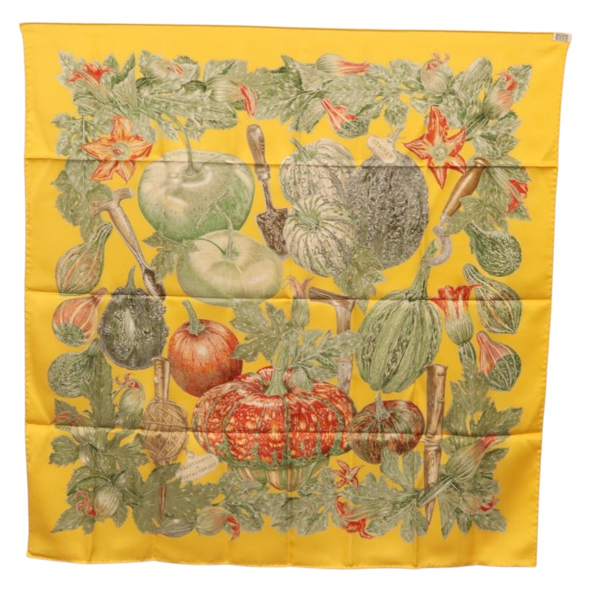 HERMES Carre 90 Scarf Silk Yellow Auth 206163M