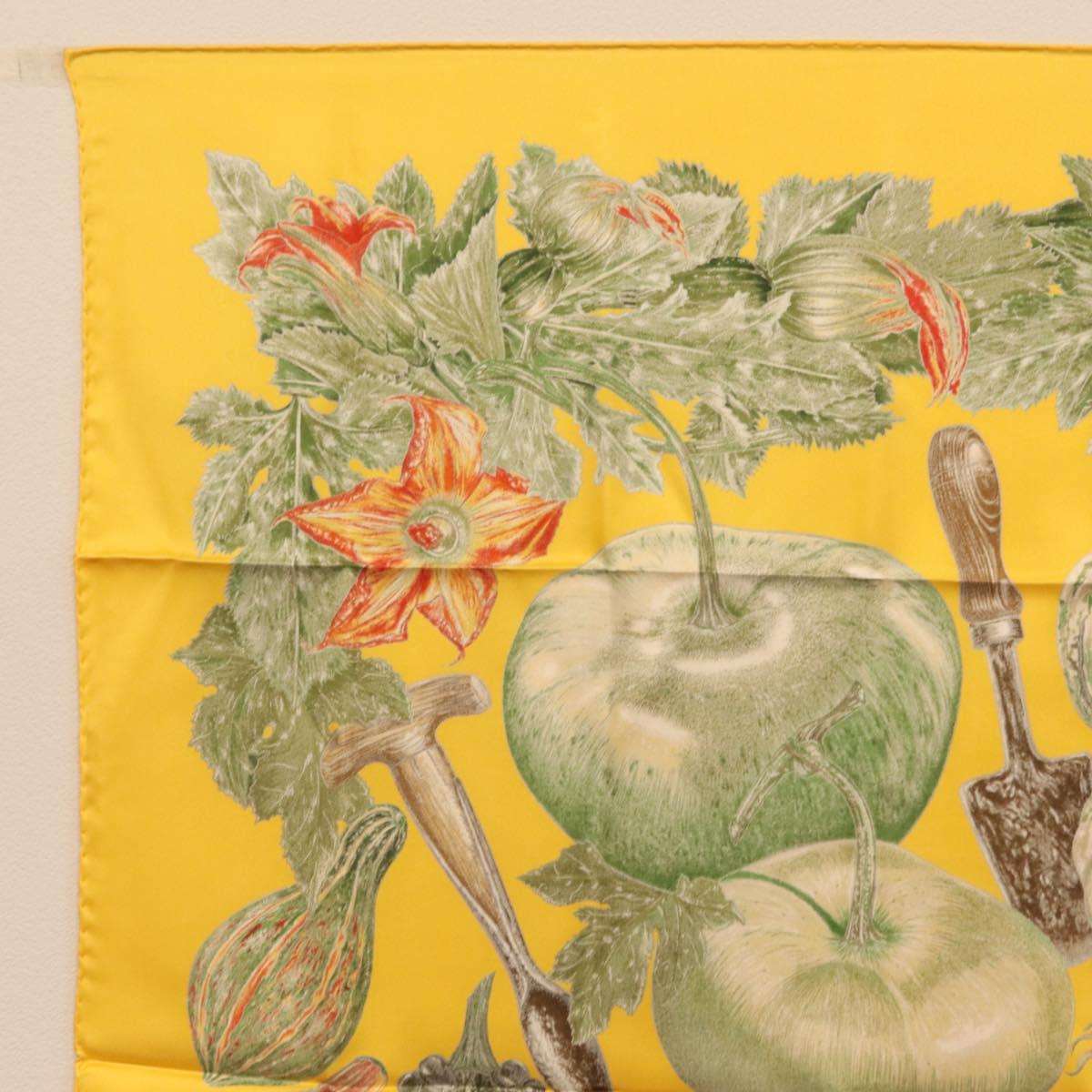 HERMES Carre 90 Scarf Silk Yellow Auth 206163M