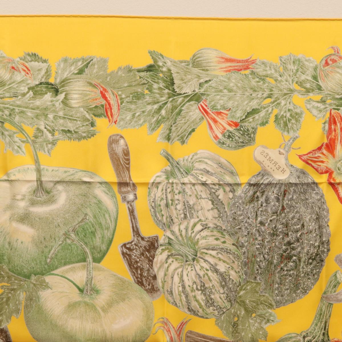 HERMES Carre 90 Scarf Silk Yellow Auth 206163M