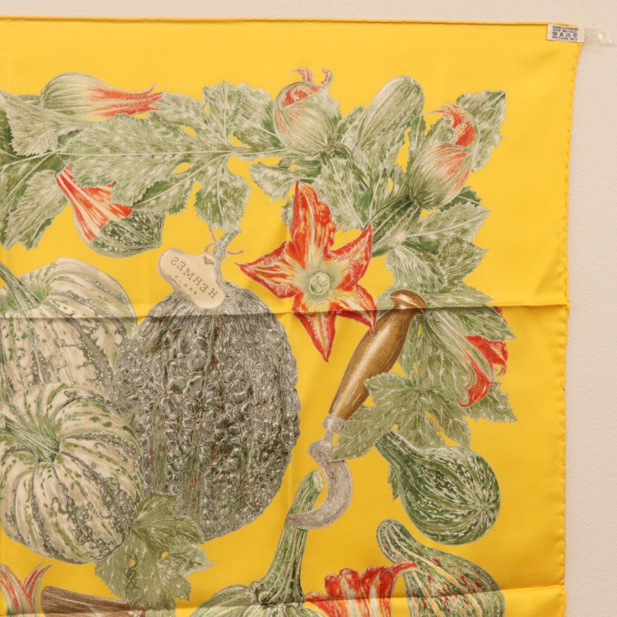 HERMES Carre 90 Scarf Silk Yellow Auth 206163M