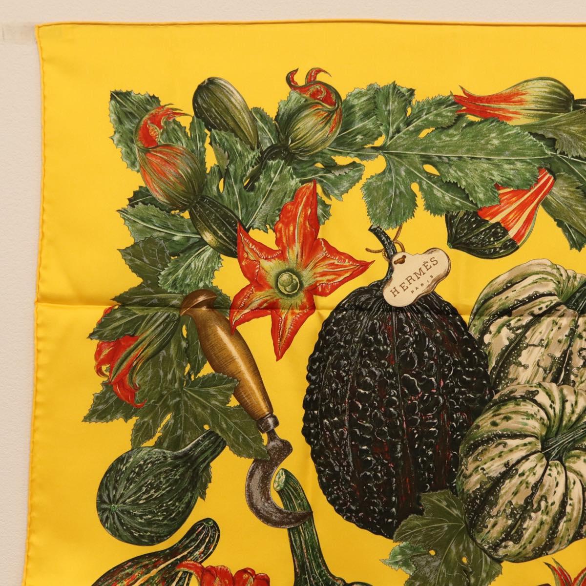 HERMES Carre 90 Scarf Silk Yellow Auth 206163M
