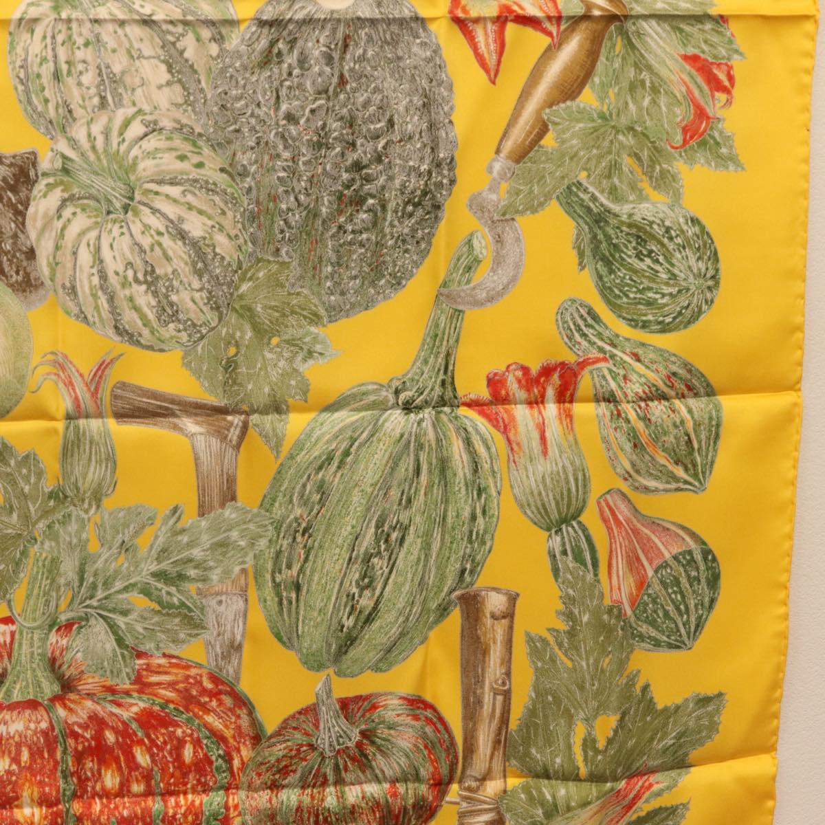 HERMES Carre 90 Scarf Silk Yellow Auth 206163M