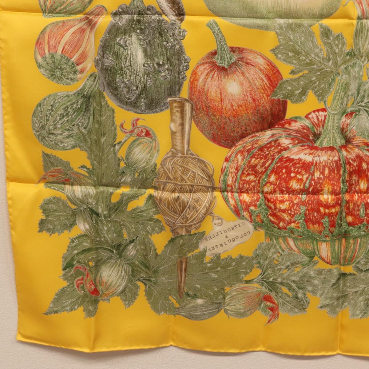 HERMES Carre 90 Scarf Silk Yellow Auth 206163M