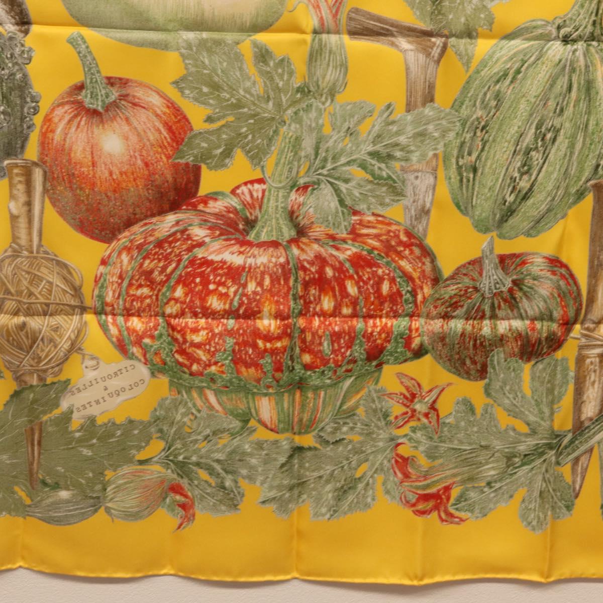HERMES Carre 90 Scarf Silk Yellow Auth 206163M