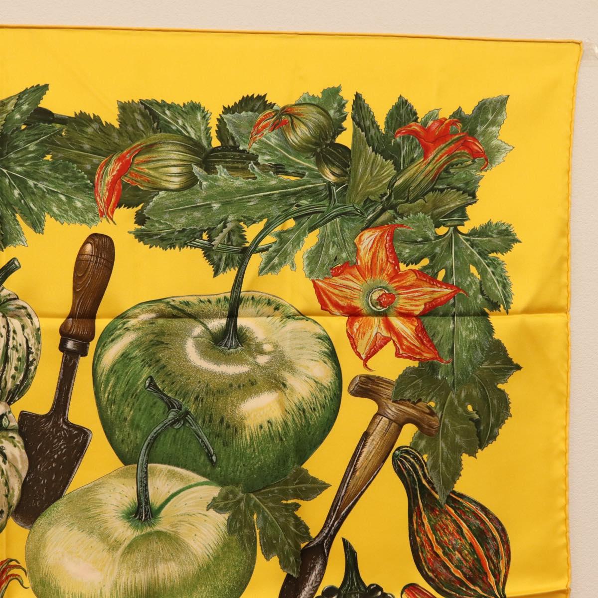 HERMES Carre 90 Scarf Silk Yellow Auth 206163M