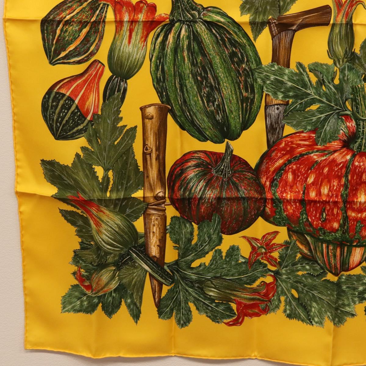 HERMES Carre 90 Scarf Silk Yellow Auth 206163M