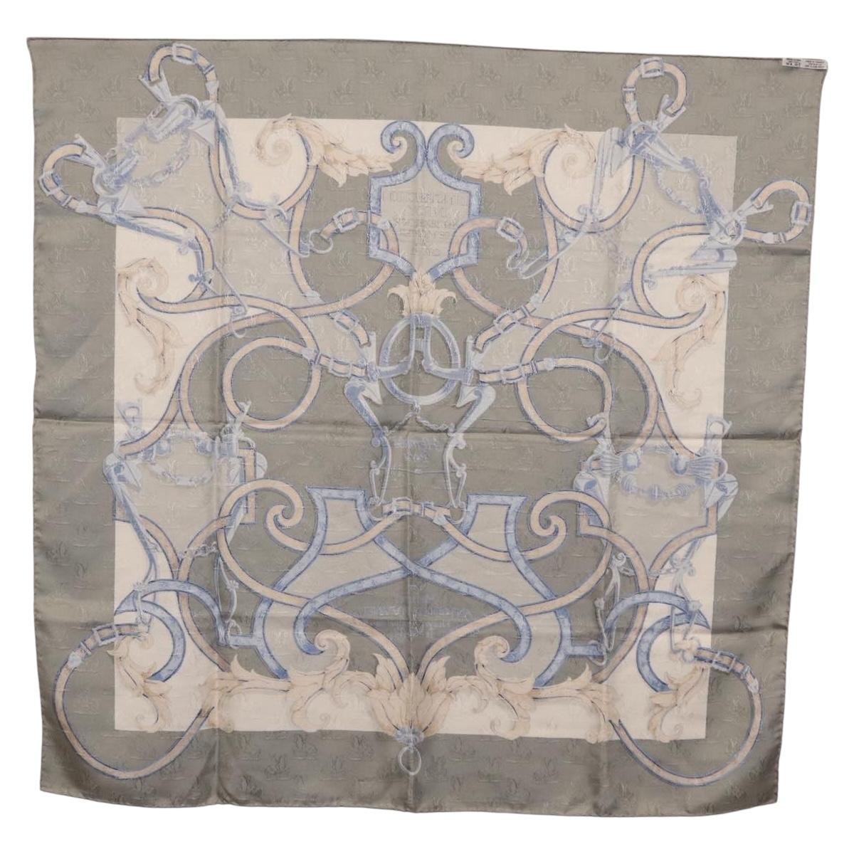 HERMES Carre90 Scarf Silk Gray Auth 206183