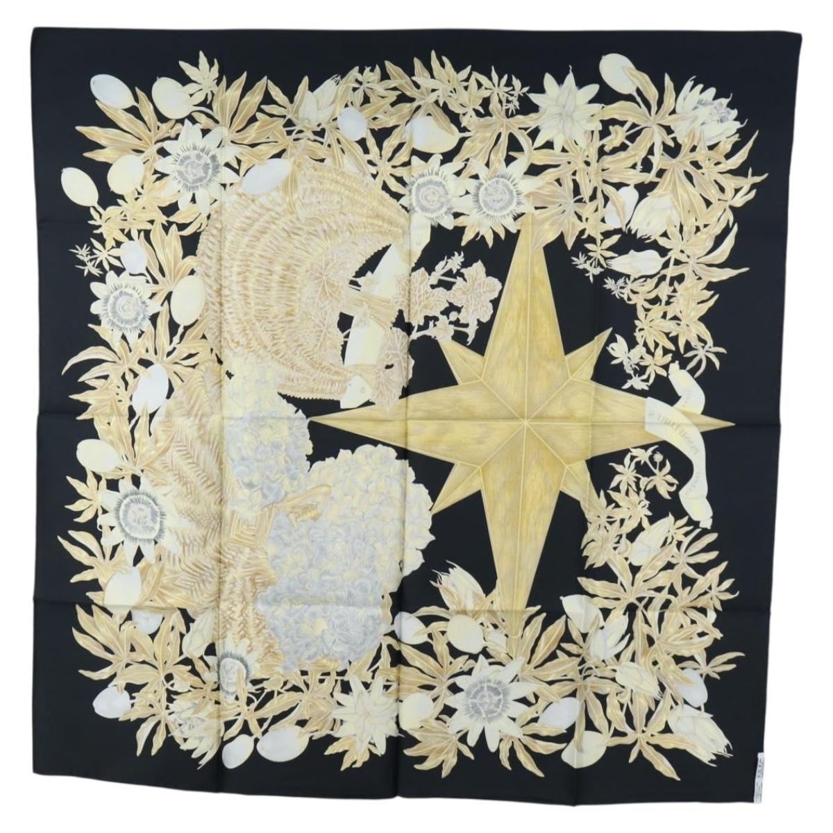 HERMES Carre 90 Scarf Silk Black Auth 206184M