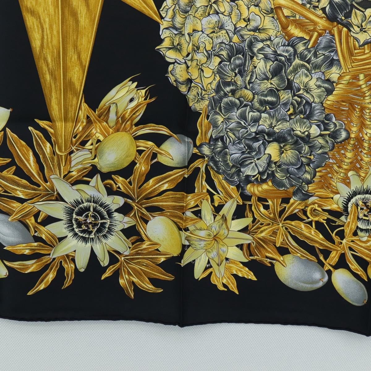 HERMES Carre 90 Scarf Silk Black Auth 206184M