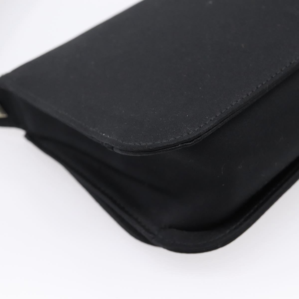 GUCCI Shoulder Bag Satin Black Silver Auth 206225A