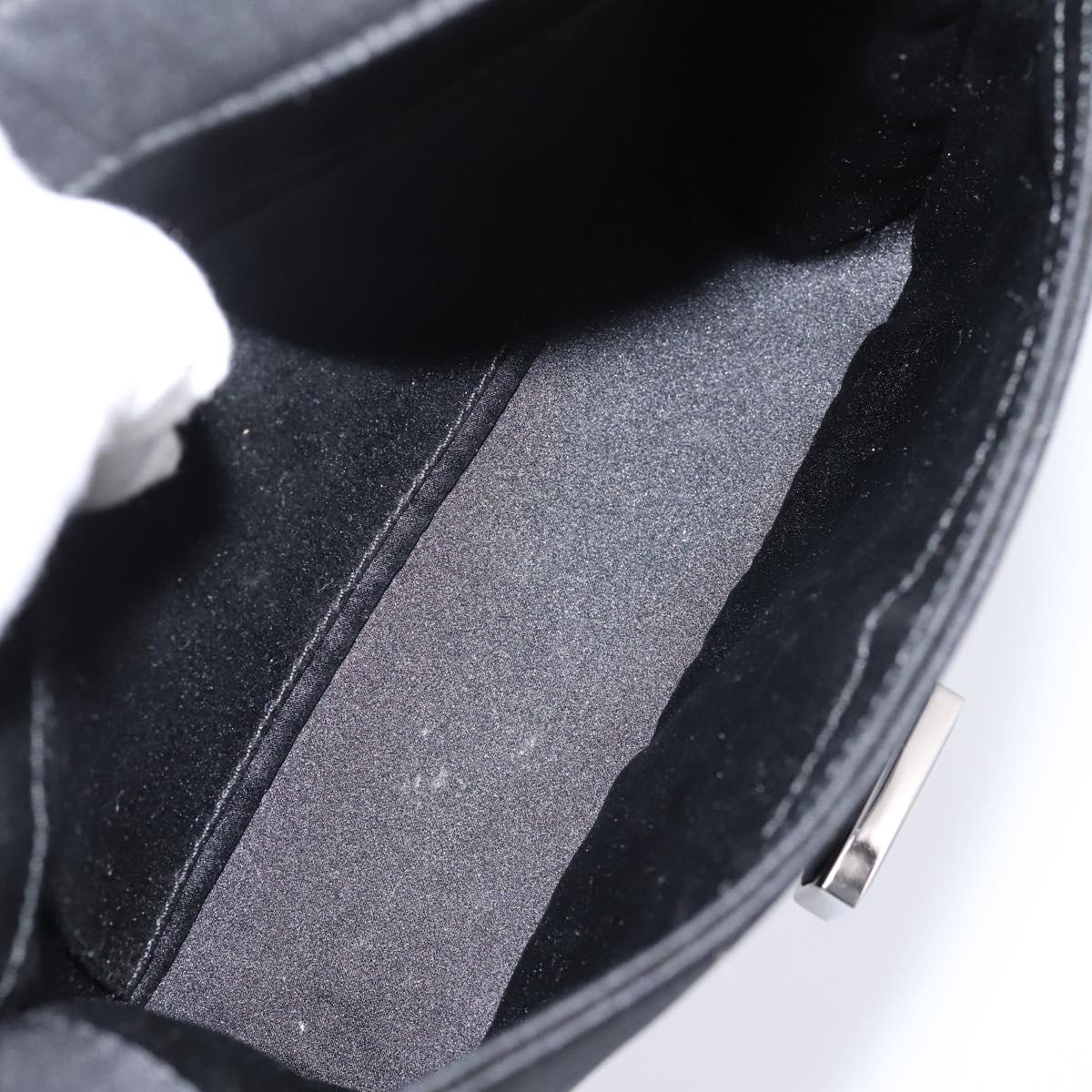 GUCCI Shoulder Bag Satin Black Silver Auth 206225A