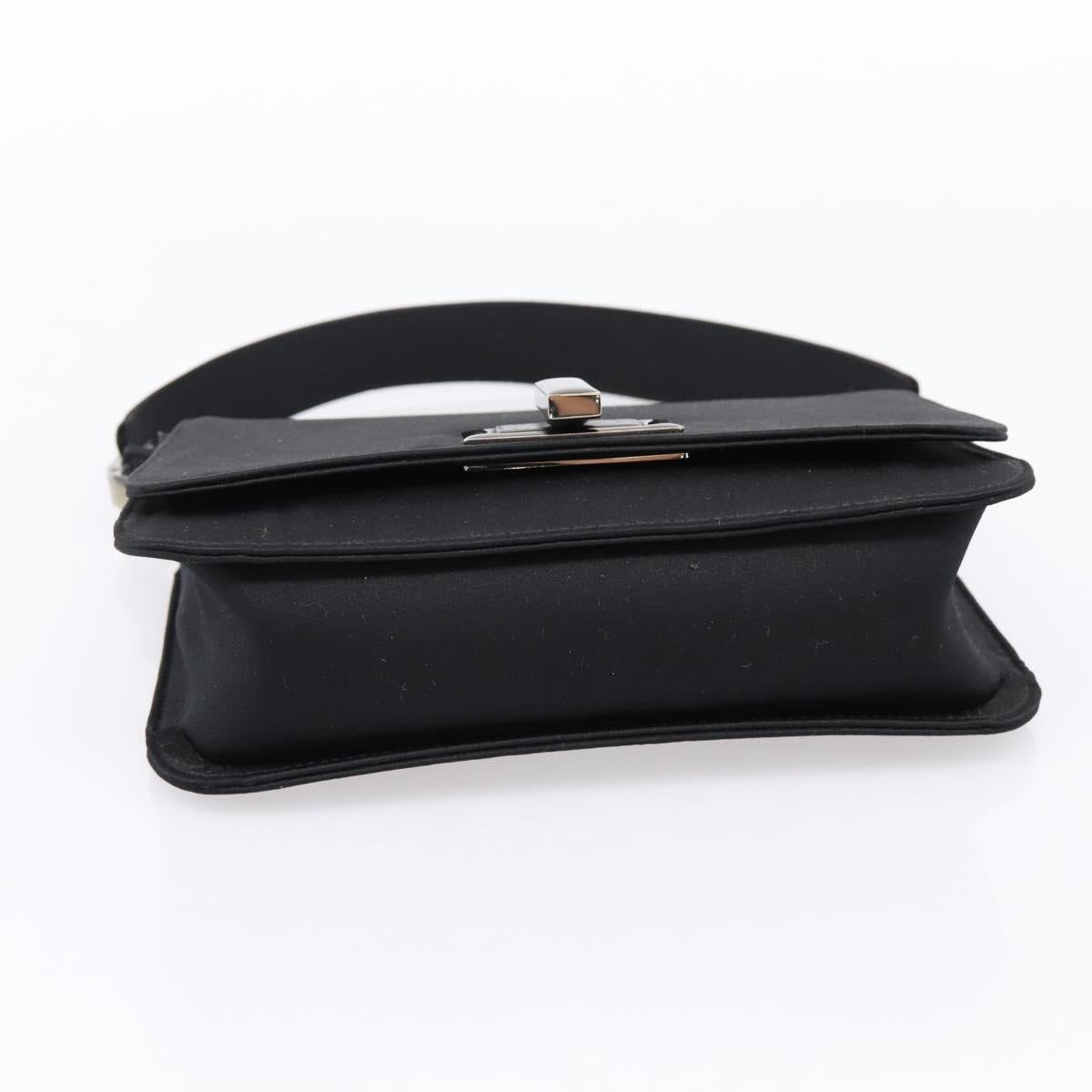 GUCCI Shoulder Bag Satin Black Silver Auth 206225A