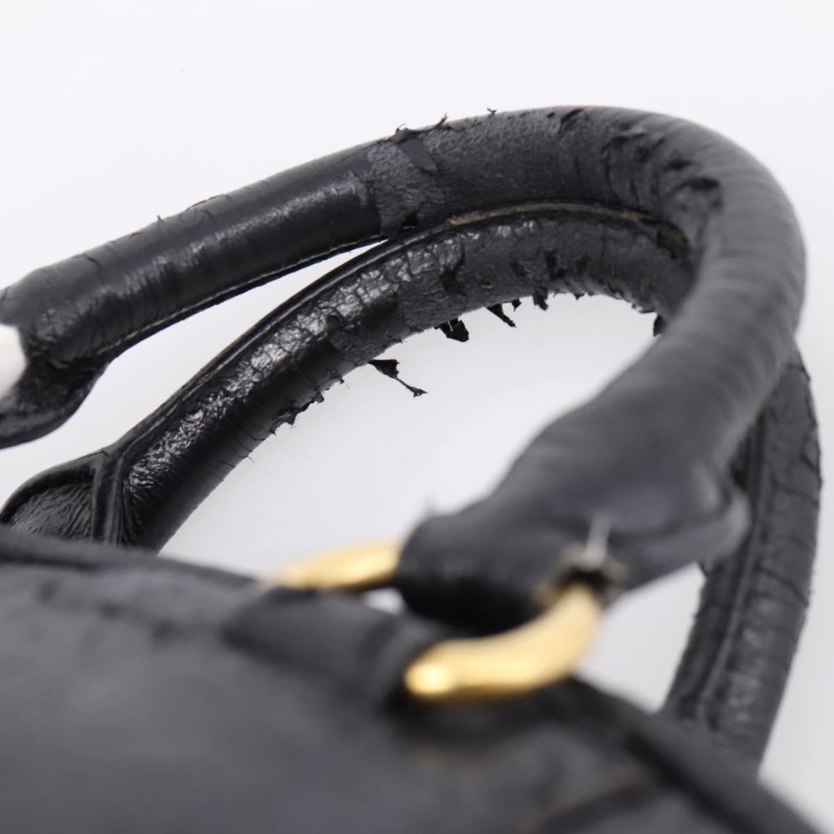 Miu Miu Hand Bag Leather Black Gold Auth 206226