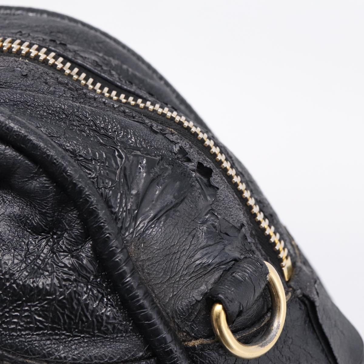 Miu Miu Hand Bag Leather Black Gold Auth 206226