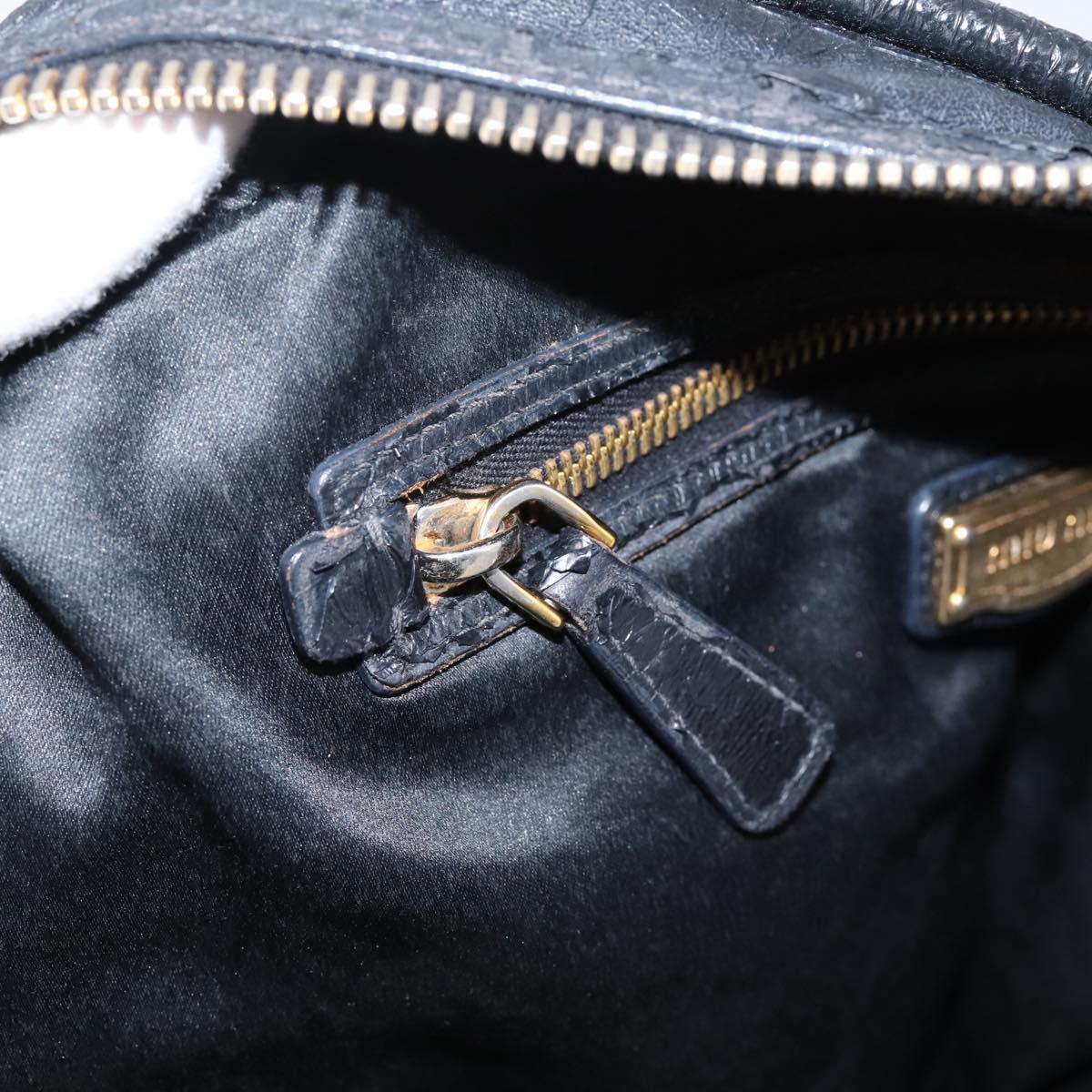 Miu Miu Hand Bag Leather Black Gold Auth 206226