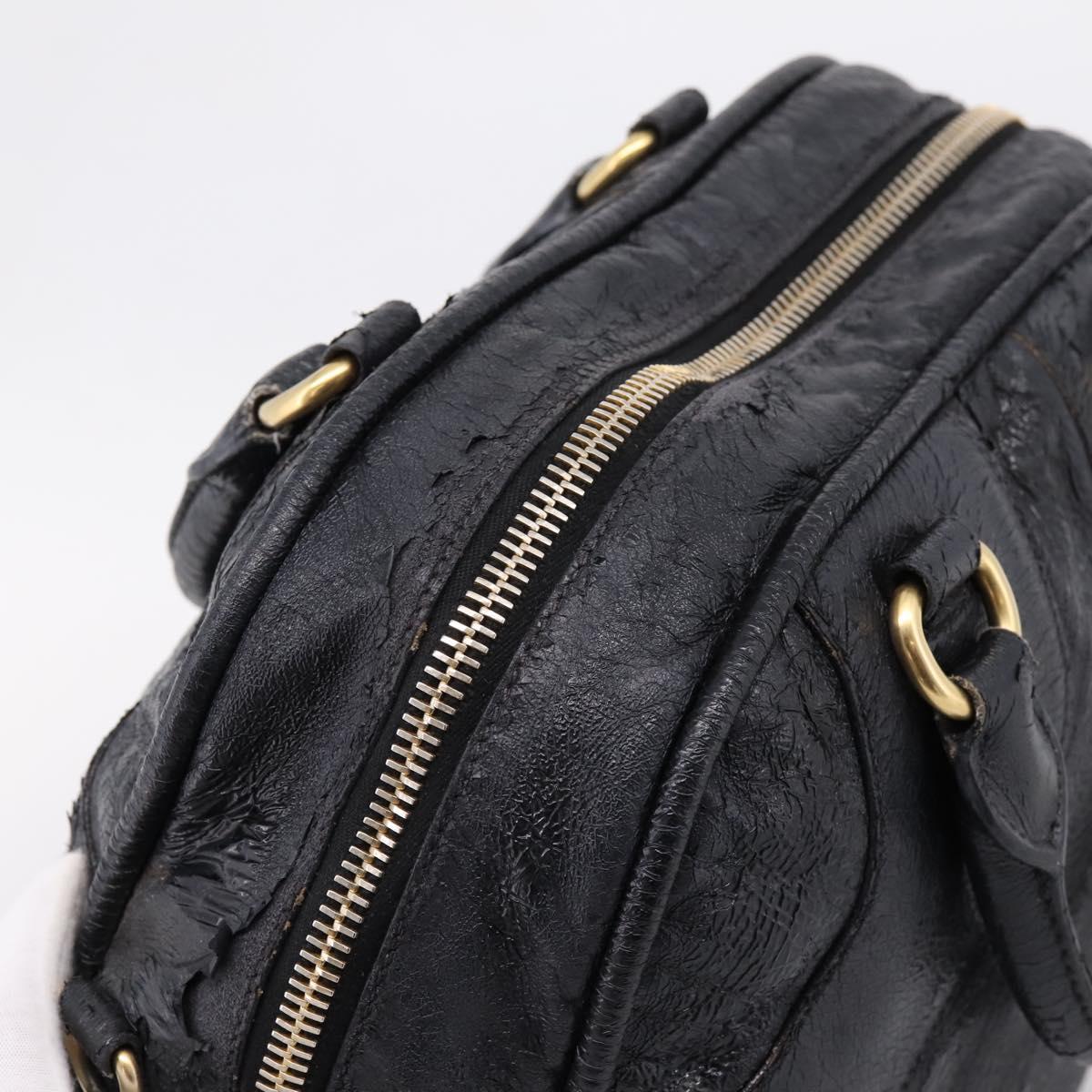 Miu Miu Hand Bag Leather Black Gold Auth 206226