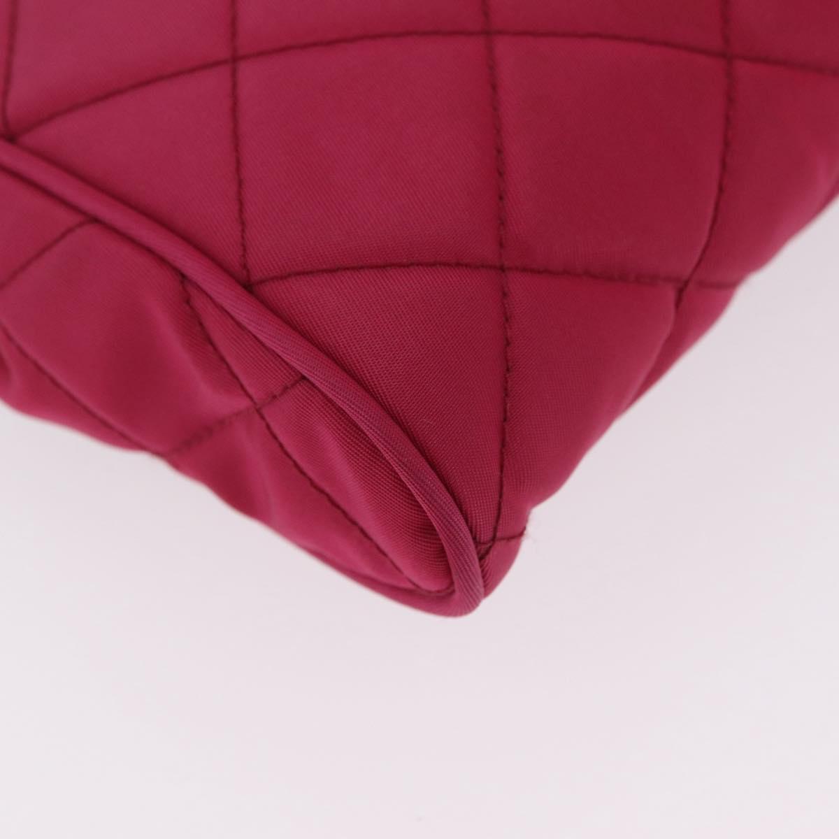 PRADA Chain Shoulder Bag Nylon Pink Silver Auth 206227A