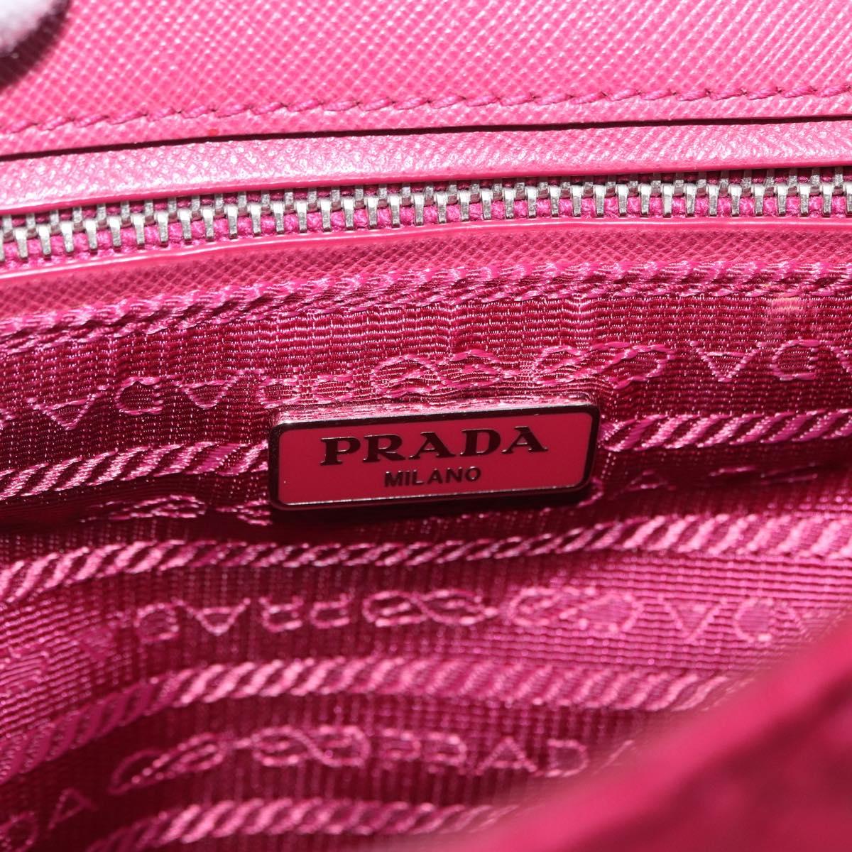 PRADA Chain Shoulder Bag Nylon Pink Silver Auth 206227A