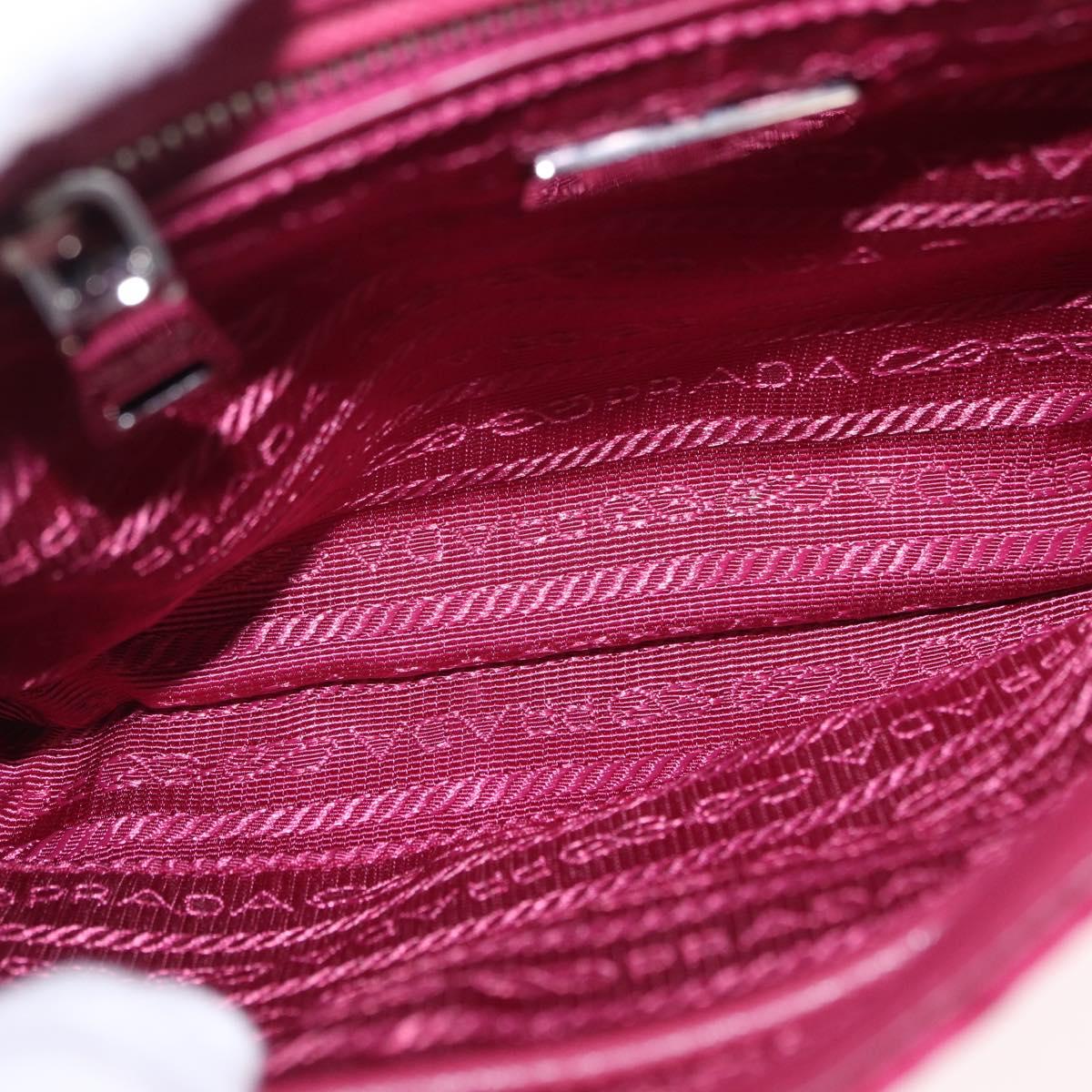 PRADA Chain Shoulder Bag Nylon Pink Silver Auth 206227A