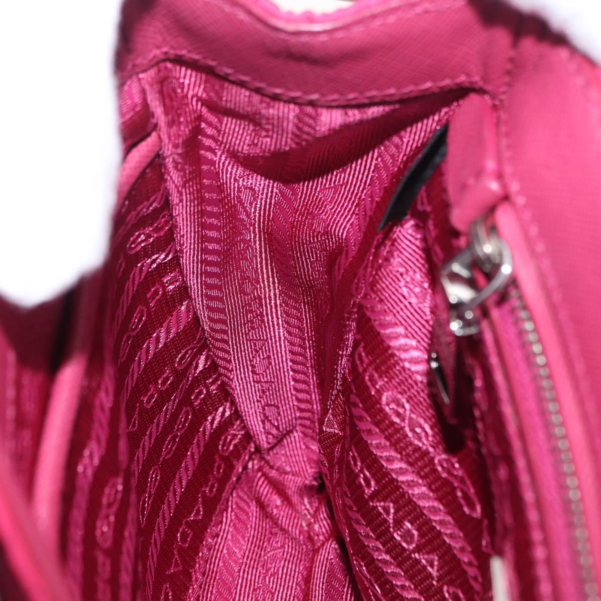 PRADA Chain Shoulder Bag Nylon Pink Silver Auth 206227A