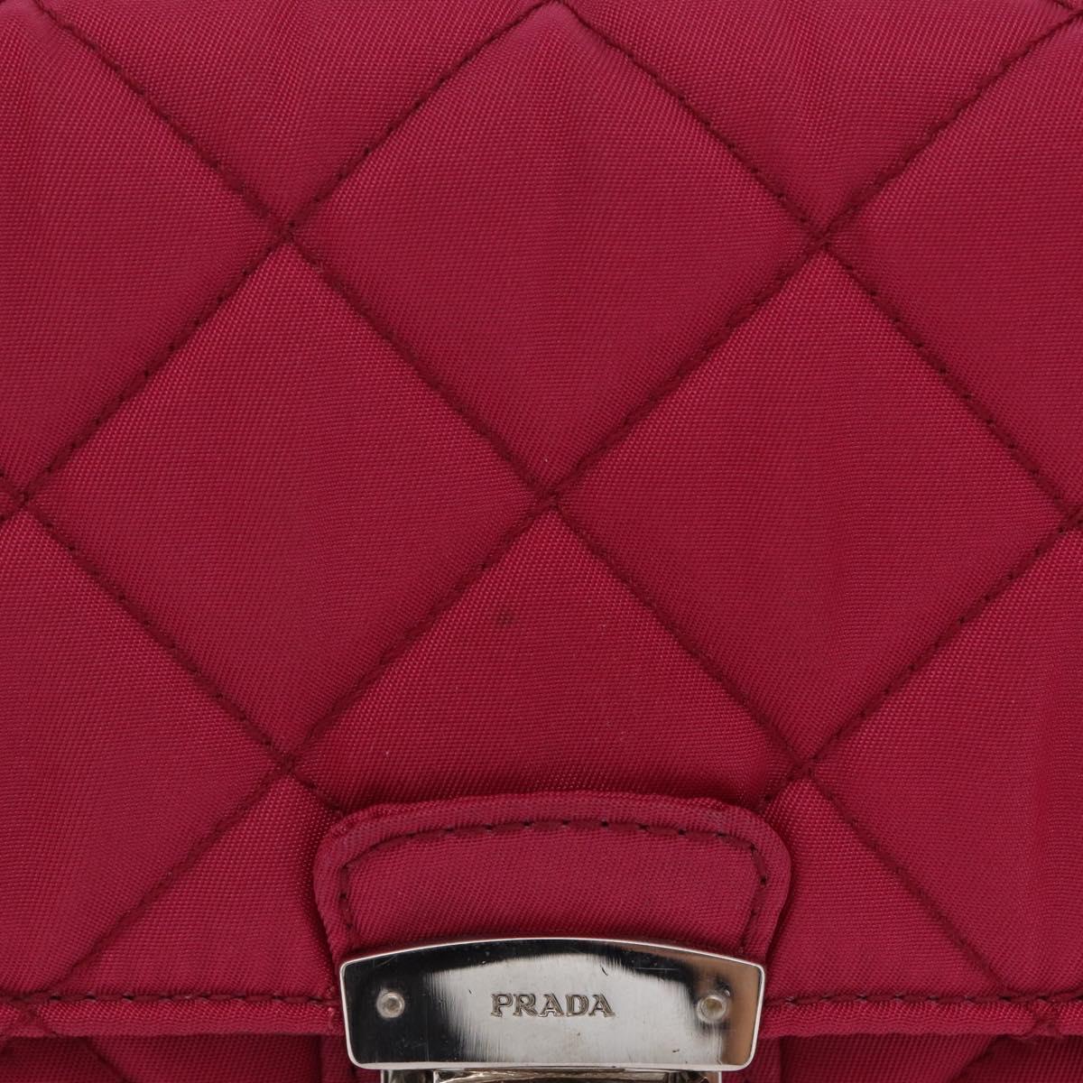 PRADA Chain Shoulder Bag Nylon Pink Silver Auth 206227A
