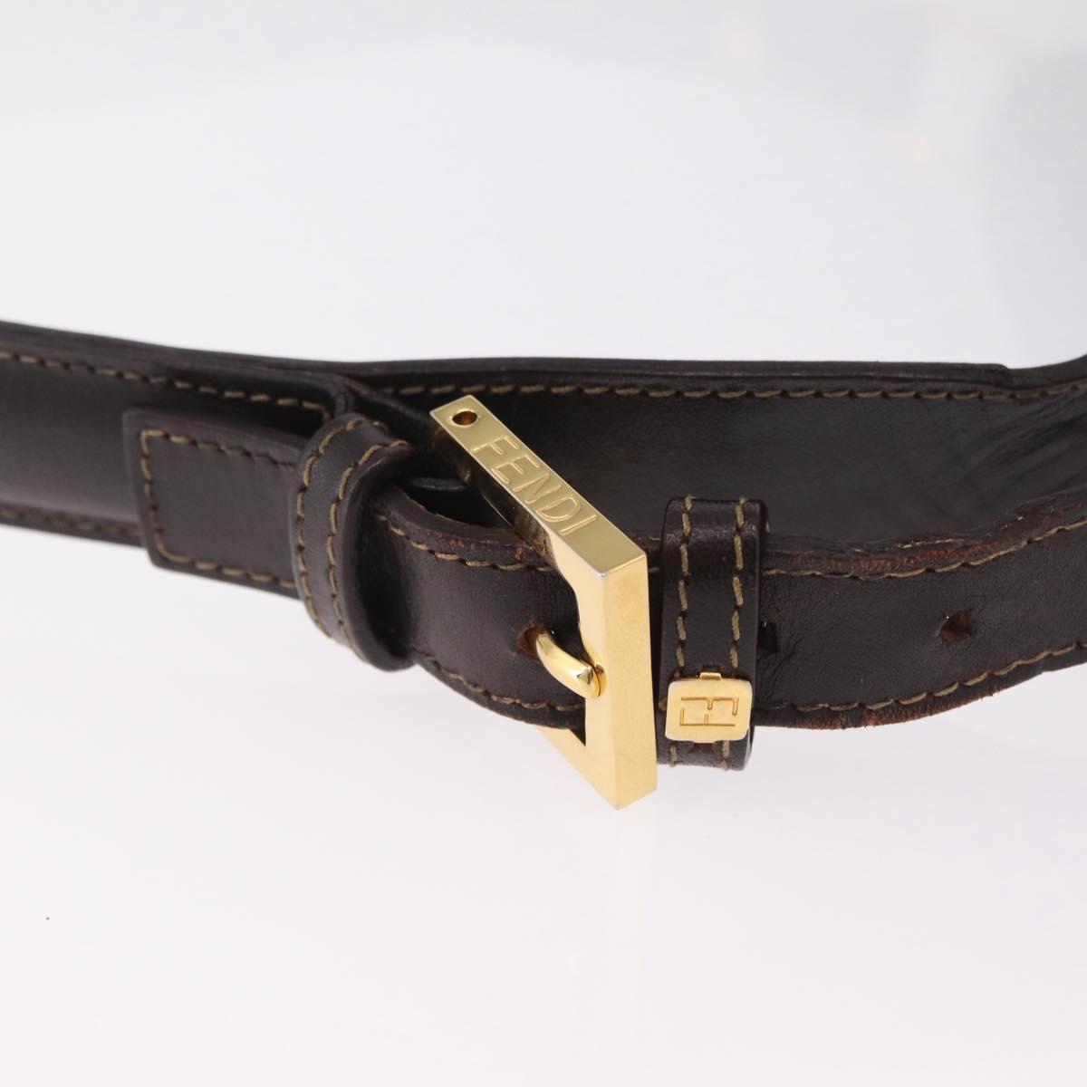 FENDI Zucca Canvas Shoulder Bag Brown Black Auth 206232A