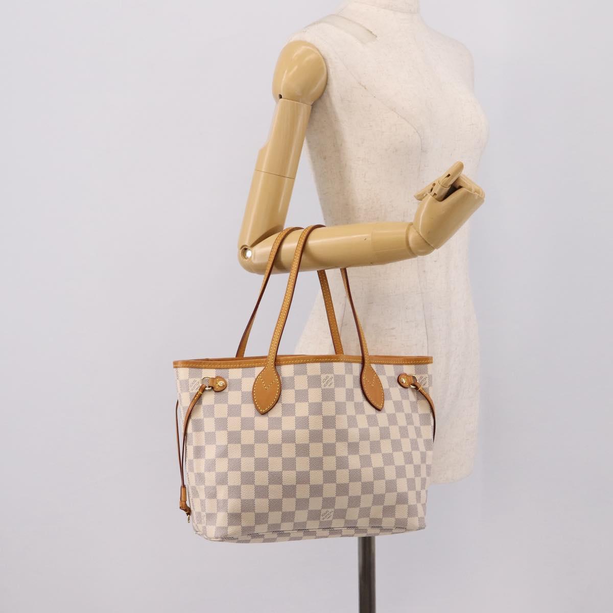 LOUIS VUITTON Damier Azur Neverfull PM Tote Bag N41362 LV Auth 206233A