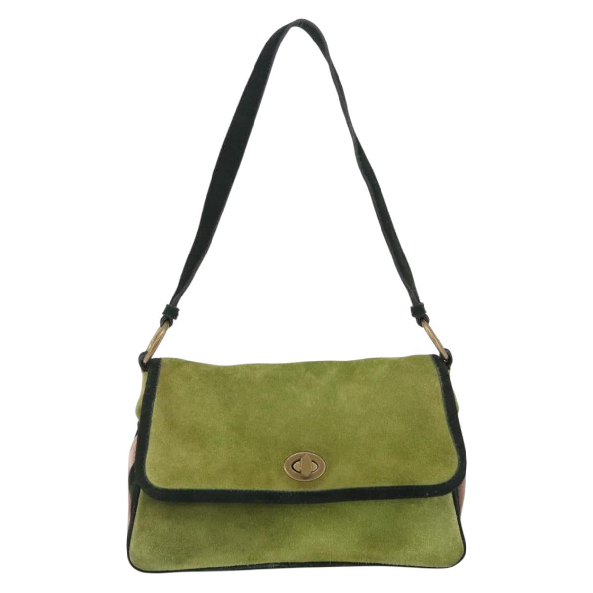 Miu Miu Shoulder Bag Suede Green Auth 206238A