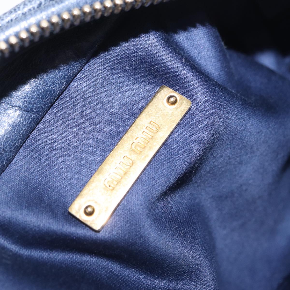 Miu Miu Matelasse Chain Shoulder Bag Vitellolux Navy Gold Auth 206239A