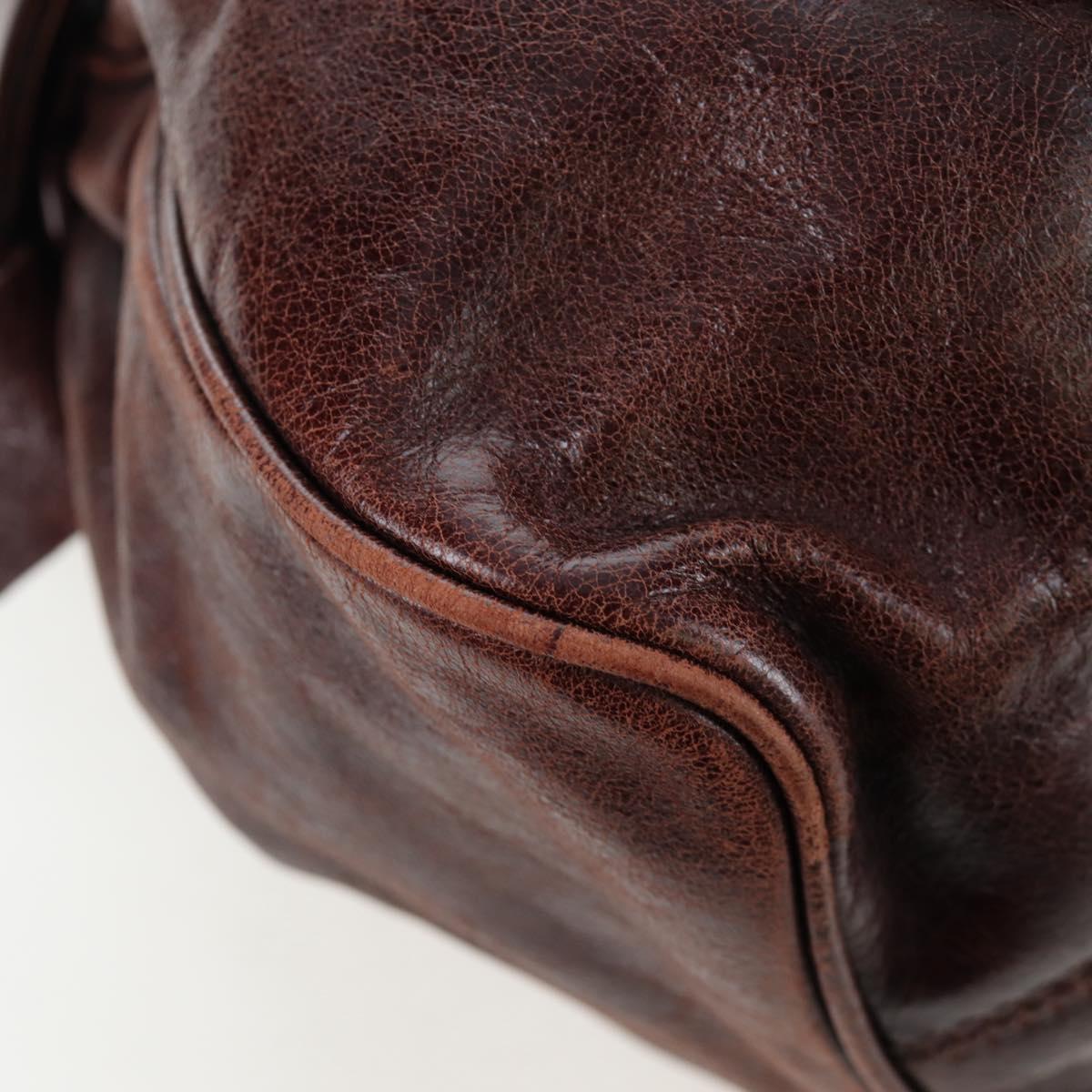 Miu Miu Hand Bag Vitellolux Brown Gold Auth 206240A