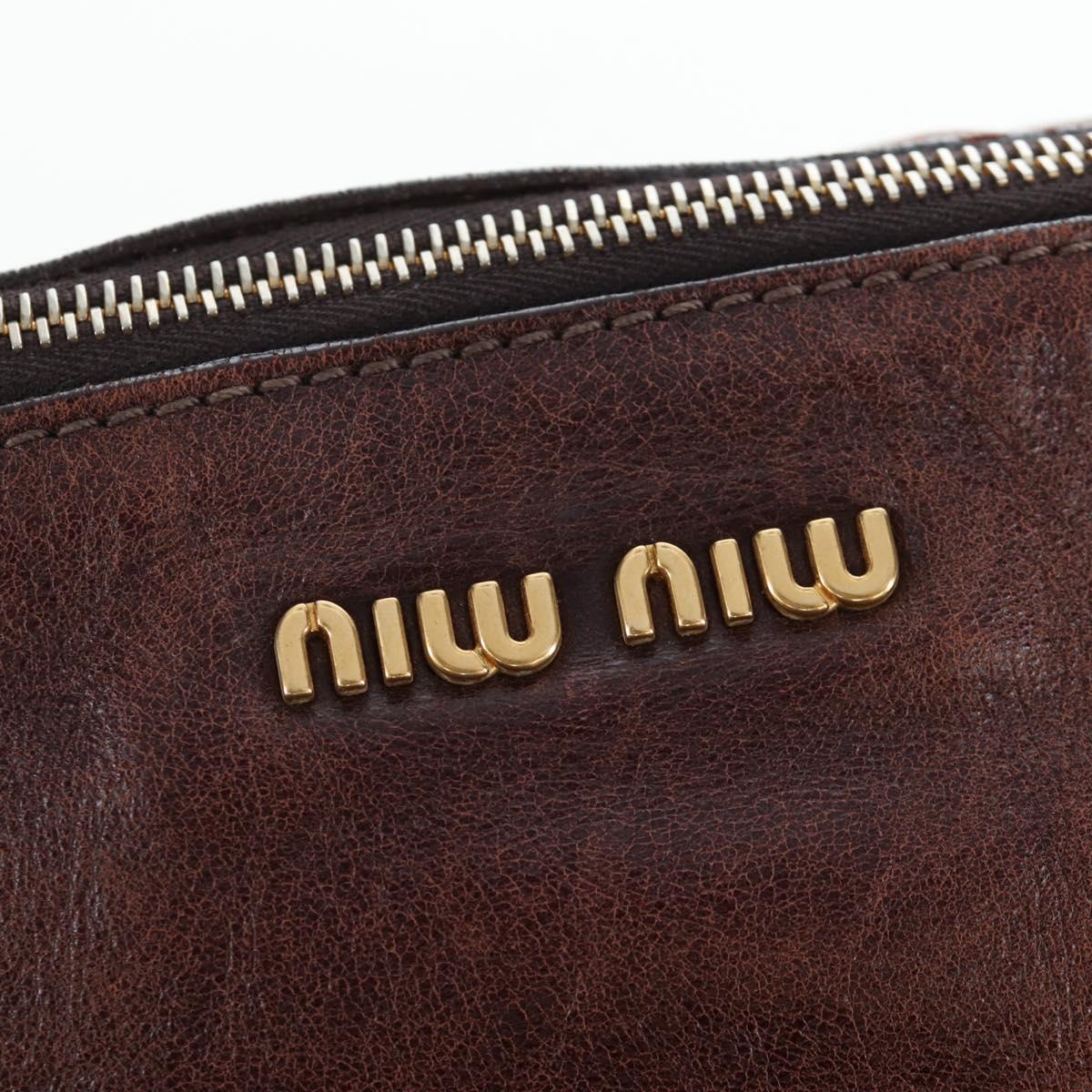 Miu Miu Hand Bag Vitellolux Brown Gold Auth 206240A