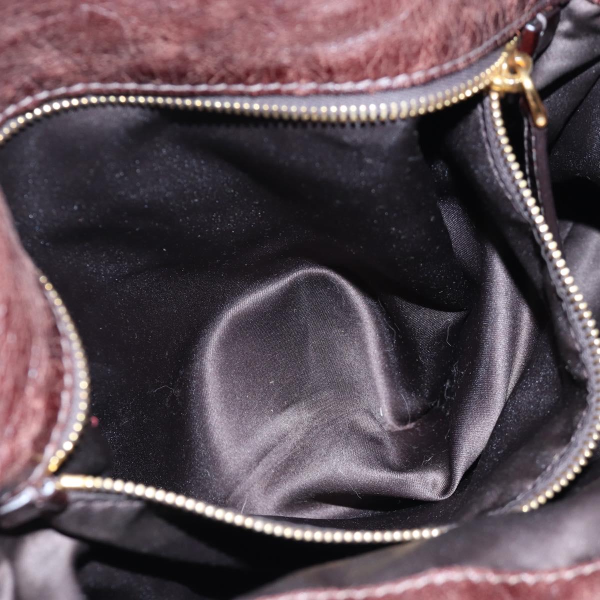 Miu Miu Hand Bag Vitellolux Brown Gold Auth 206240A