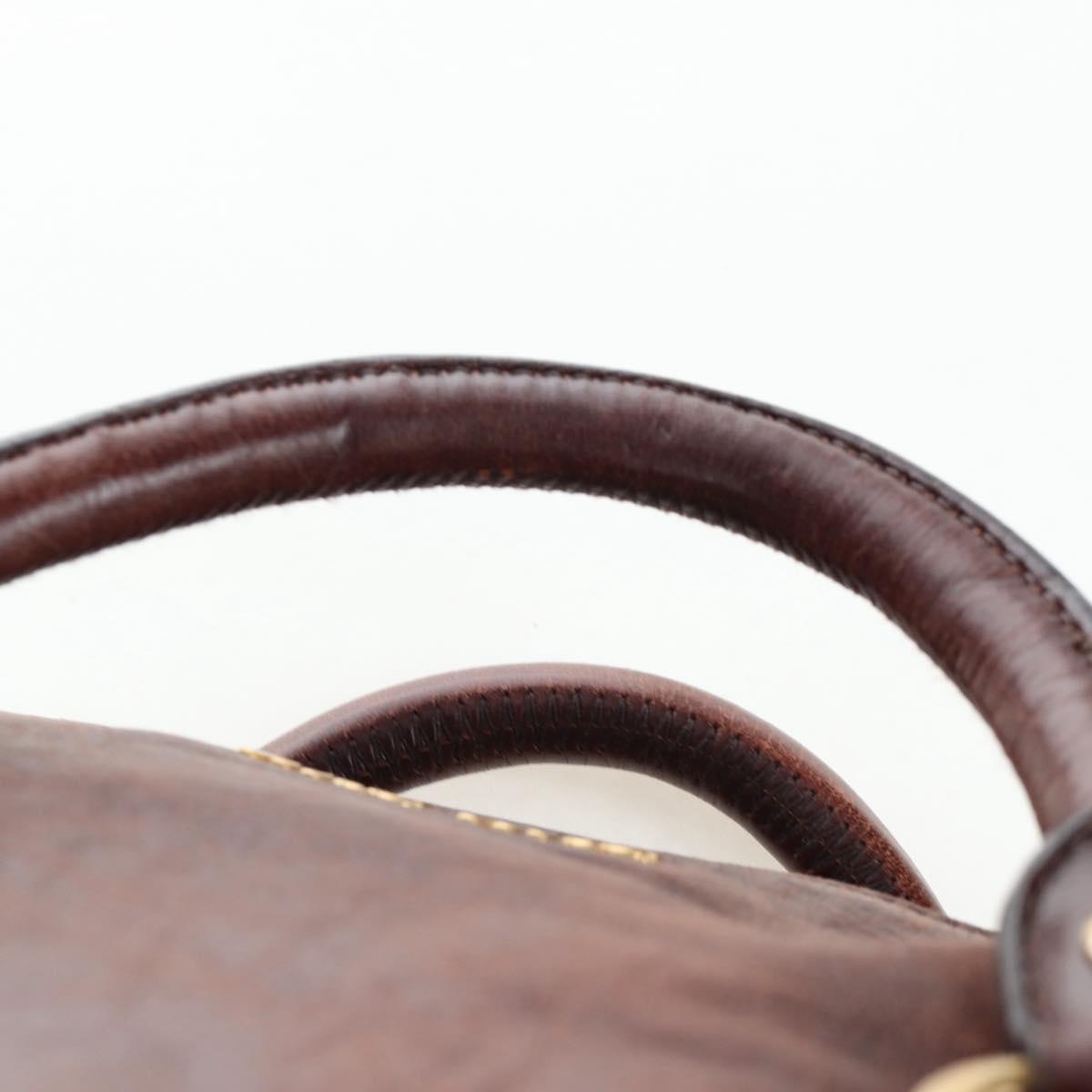 Miu Miu Hand Bag Vitellolux Brown Gold Auth 206240A