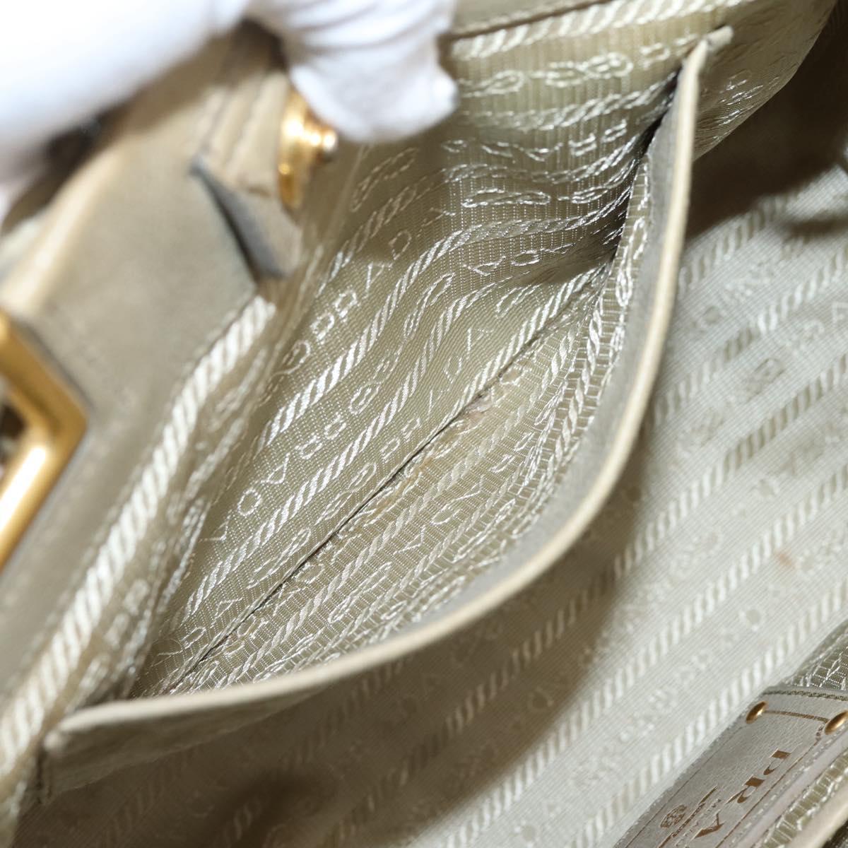 PRADA Hand Bag Leather 2way Beige Gold Auth 206241A
