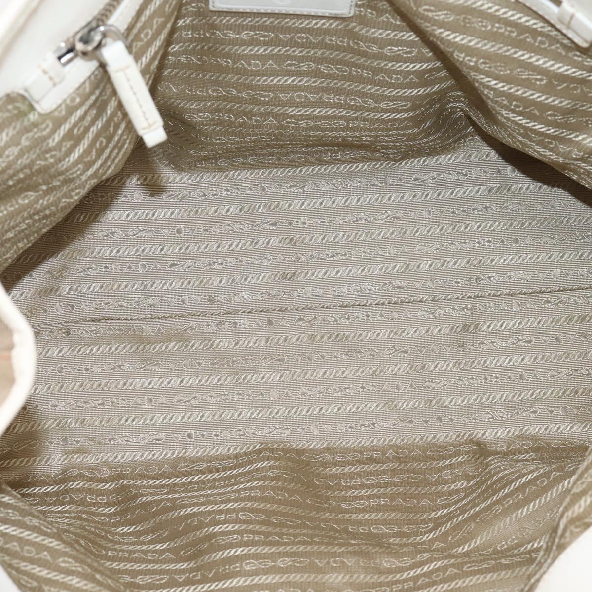 PRADA Tote Bag Canvas Jacquard Beige Silver Auth 206242A