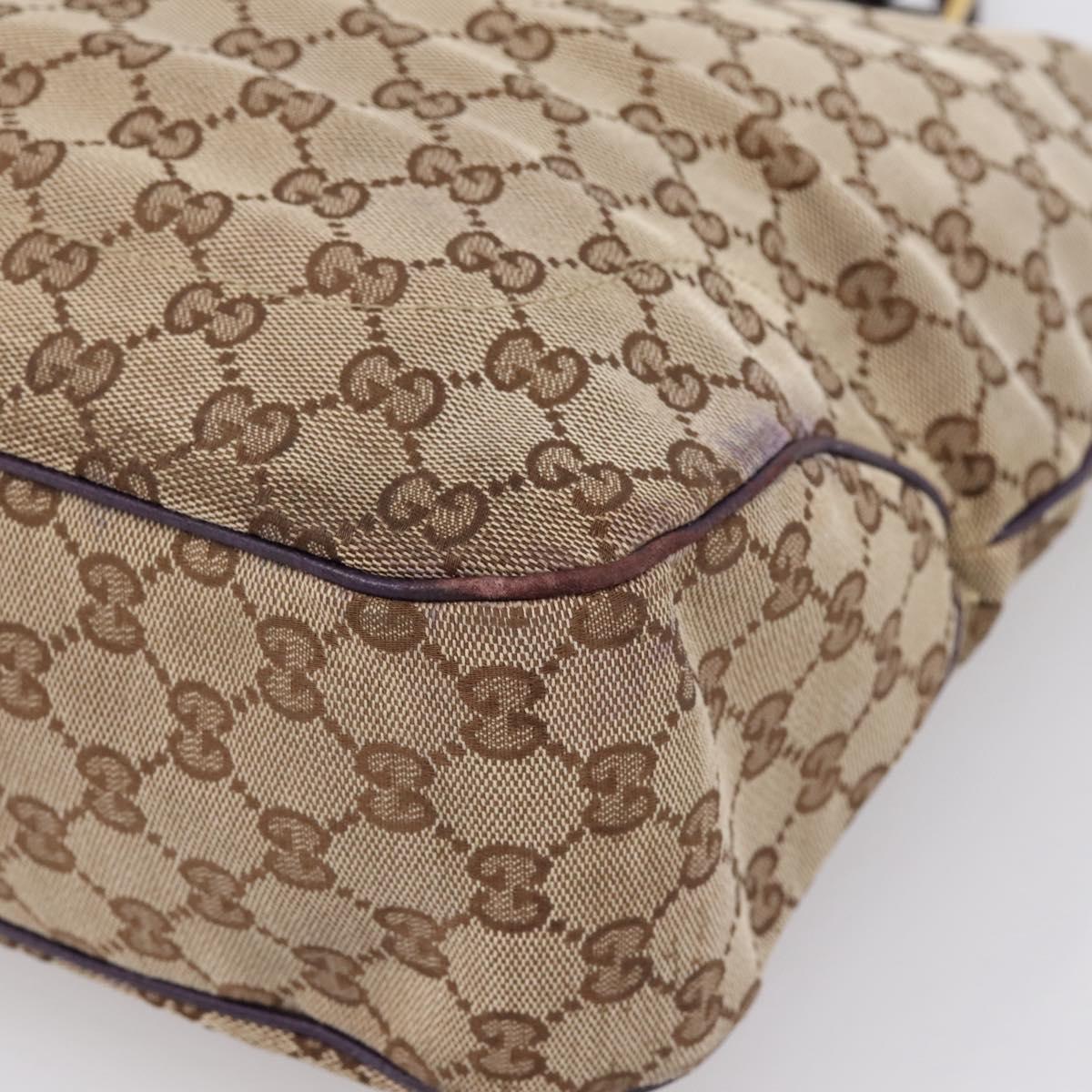 GUCCI GG Canvas New Jackie Hand Bag Beige Gold 145818 Auth 206247