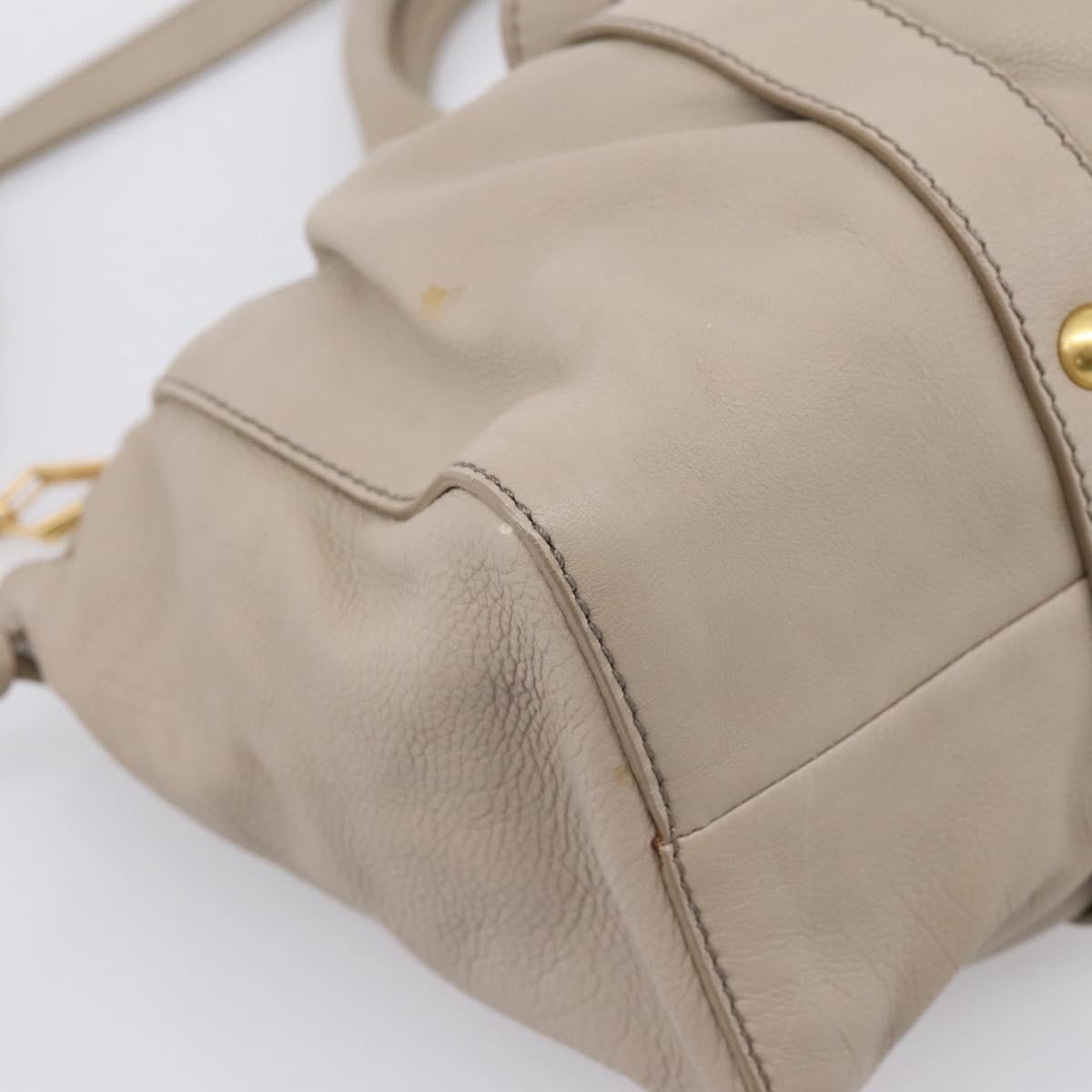 Miu Miu Hand Bag Leather 2way Beige Gold Auth 206249M