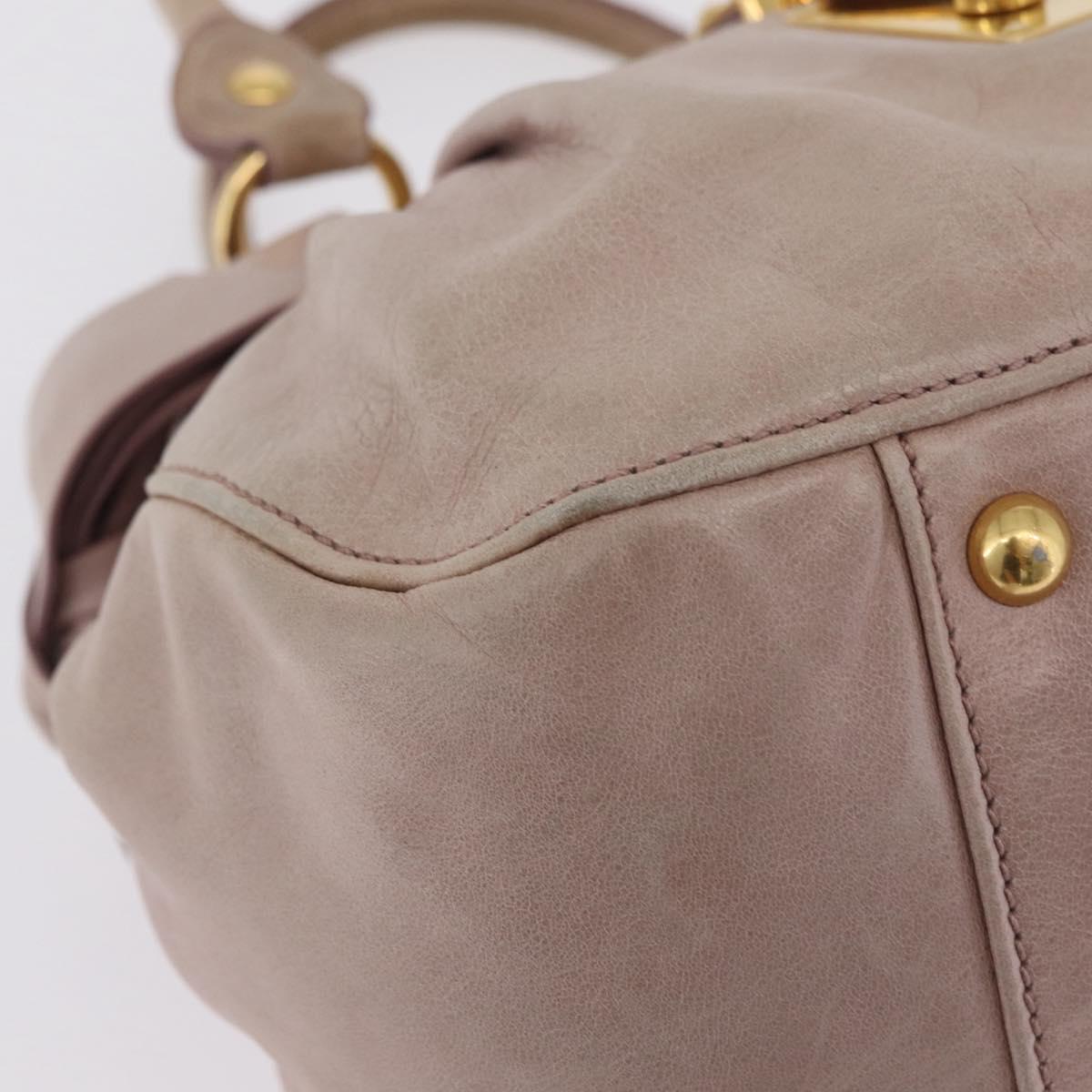Miu Miu Hand Bag Vitellolux Pink Gold Auth 206250M