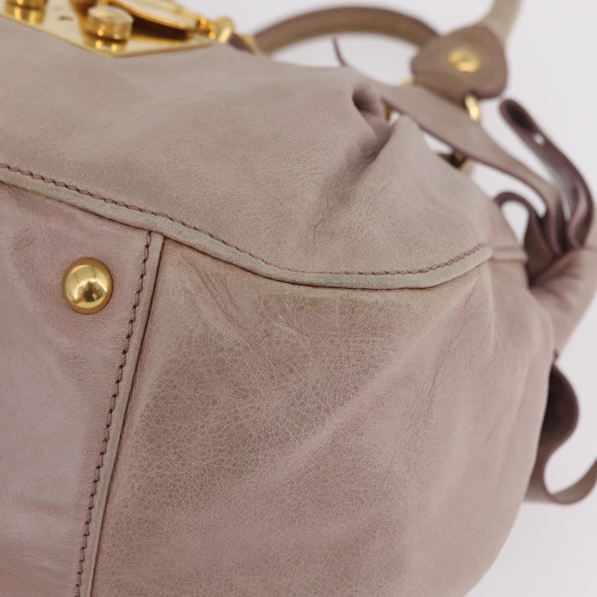 Miu Miu Hand Bag Vitellolux Pink Gold Auth 206250M