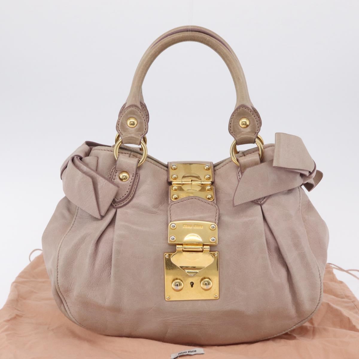 Miu Miu Hand Bag Vitellolux Pink Gold Auth 206250M