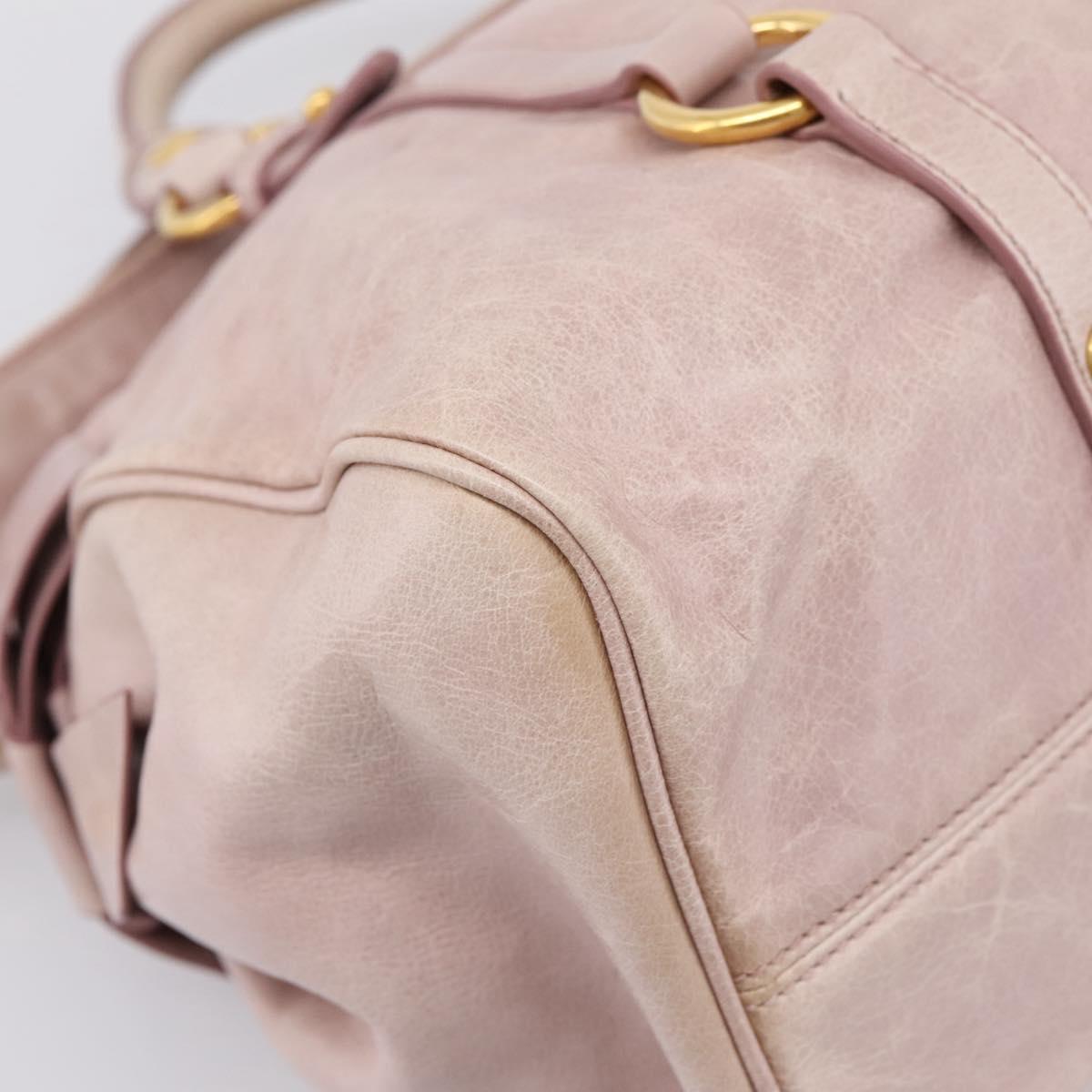 Miu Miu Hand Bag Vitellolux 2way Pink Gold Auth 206251M