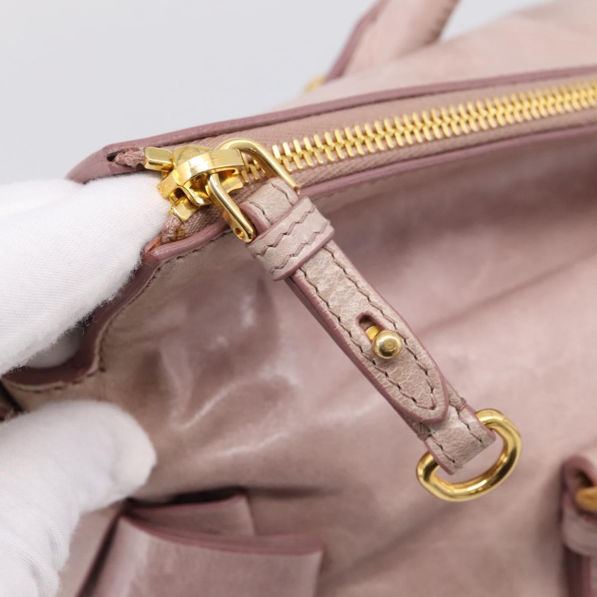 Miu Miu Hand Bag Vitellolux 2way Pink Gold Auth 206251M