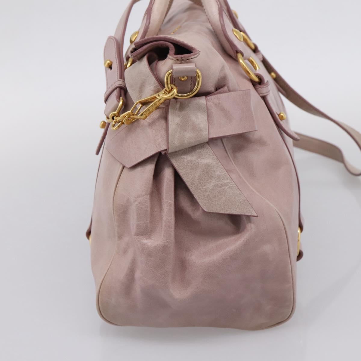 Miu Miu Hand Bag Vitellolux 2way Pink Gold Auth 206251M