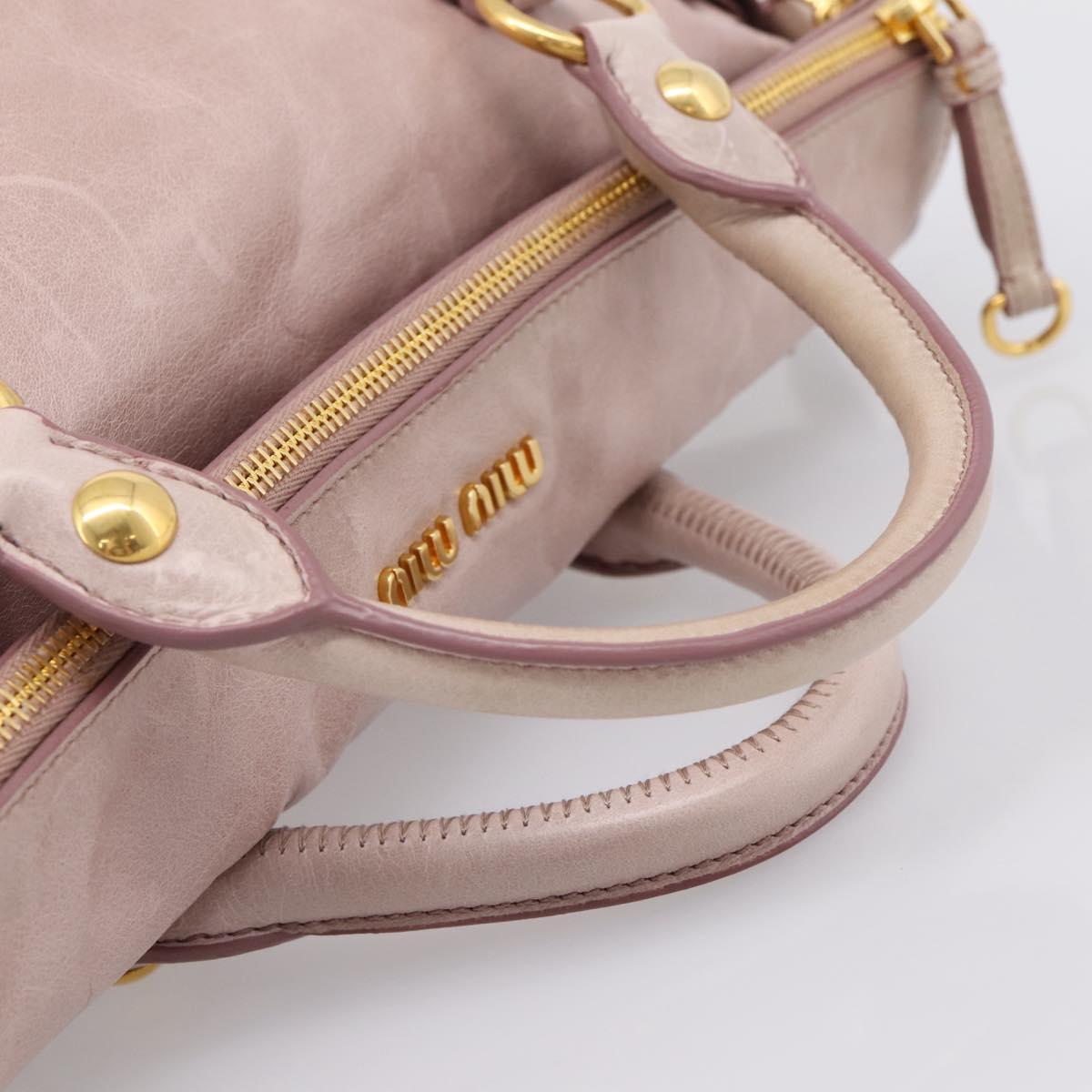 Miu Miu Hand Bag Vitellolux 2way Pink Gold Auth 206251M