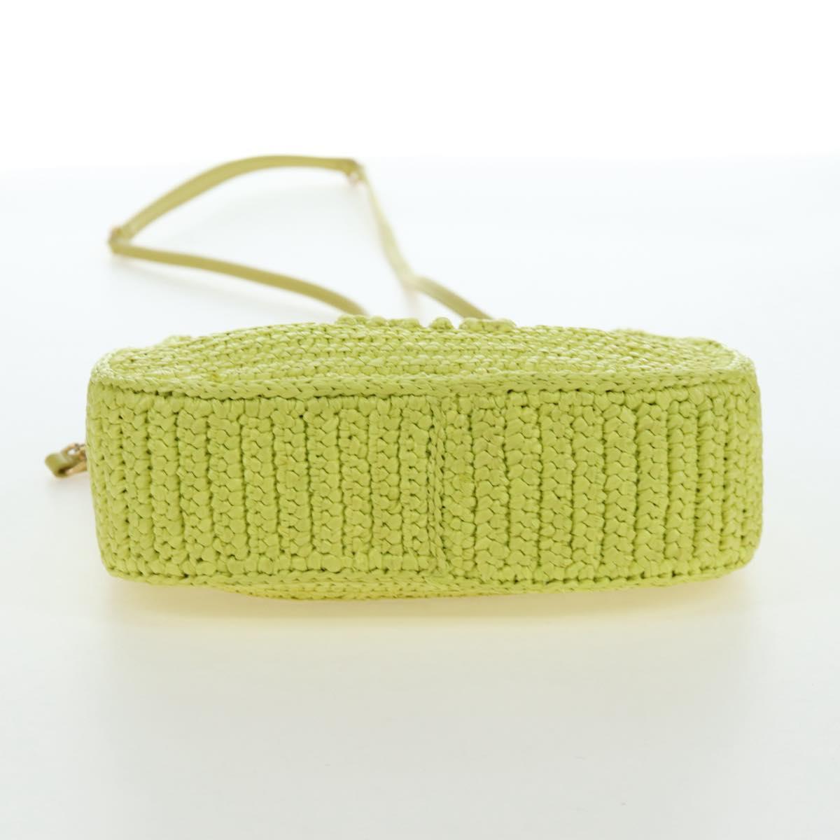 Miu Miu Wonder Hand Bag straw 2way Yellow Gold Auth 206257SAM
