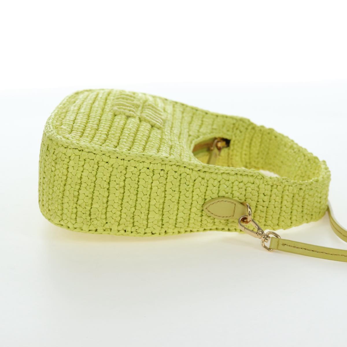 Miu Miu Wonder Hand Bag straw 2way Yellow Gold Auth 206257SAM