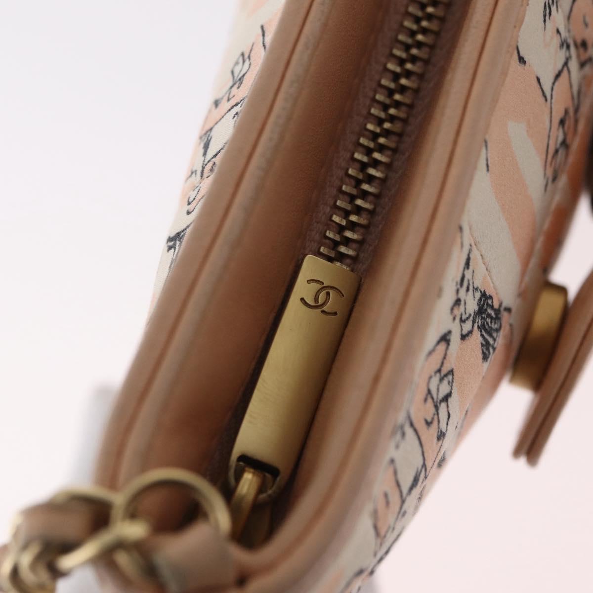 CHANEL Choco Bar Chain Shoulder Bag Silk Pink Gold CC Auth 206258SAM
