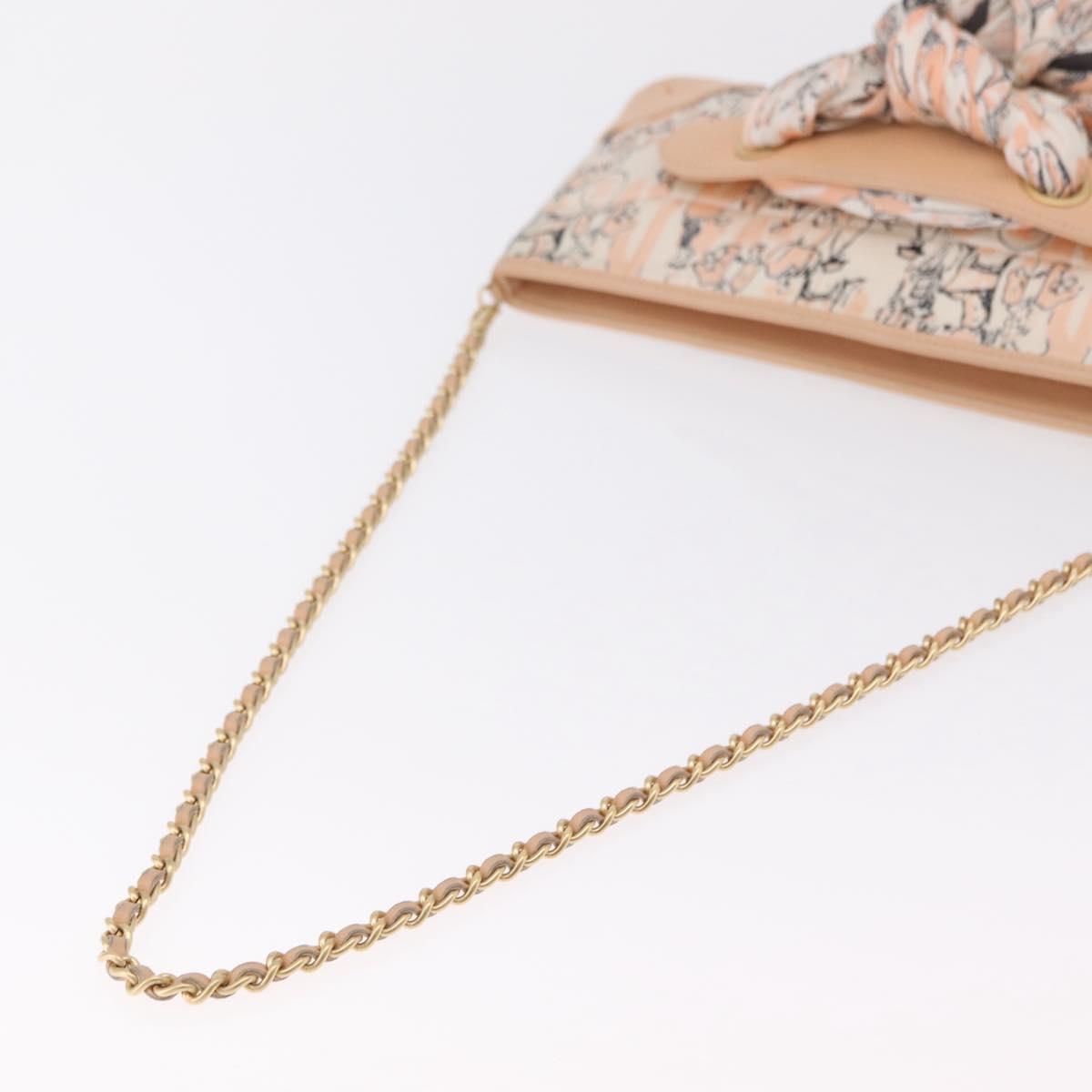 CHANEL Choco Bar Chain Shoulder Bag Silk Pink Gold CC Auth 206258SAM