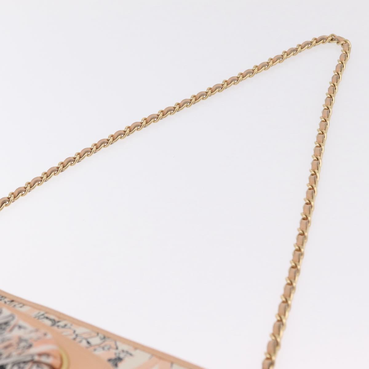 CHANEL Choco Bar Chain Shoulder Bag Silk Pink Gold CC Auth 206258SAM